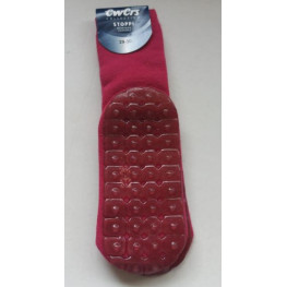 Ewers anti slipsokken effen rood/rose