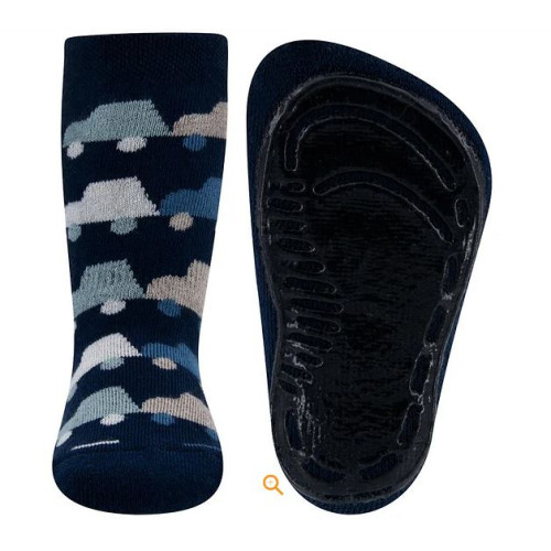 Ewers antislipsok donkerblauw met auto,s