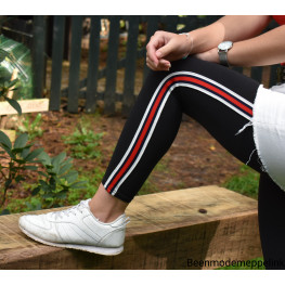 Dameslegging met een dubbele bies in het zwart