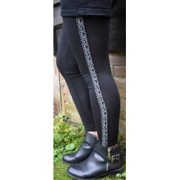Dames lange legging met een leopard bies
