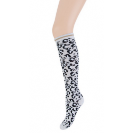Kniekous met leopard print in grijs