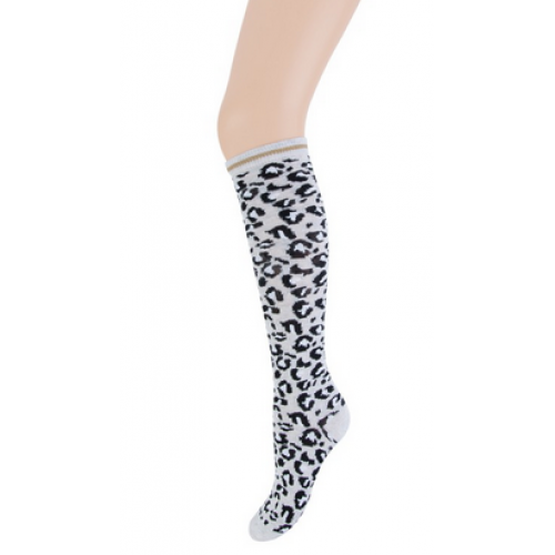 Kniekous met leopard print in grijs