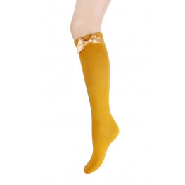 Kniekous Yellow moon met strikje in het okergeel