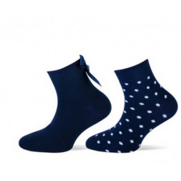 Short sok met strik en dots in marine 2 pak.
