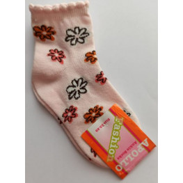 Meisjes sokje licht rose met bloemetjes.