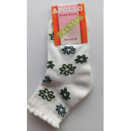 Meisjes sokje wit met groene bloemetjes.