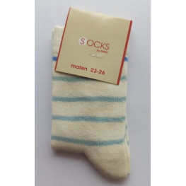 Kindersok lichtblauw/off white gestreept
