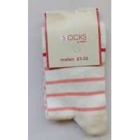 Kindersok rose/off white gestreept