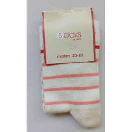 Kindersok rose/off white gestreept